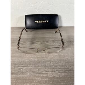 Versace Eyeglass Frames MOD. 1210 1328 52-16-135 Tortoise Half-Rim Italy w/ Case